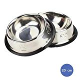 20 Cm Evcil Hayvanın Her Alanda Uygun Rahat Beslenebilmesi için Paslanmaz Çelik Mama Kabı (3984)